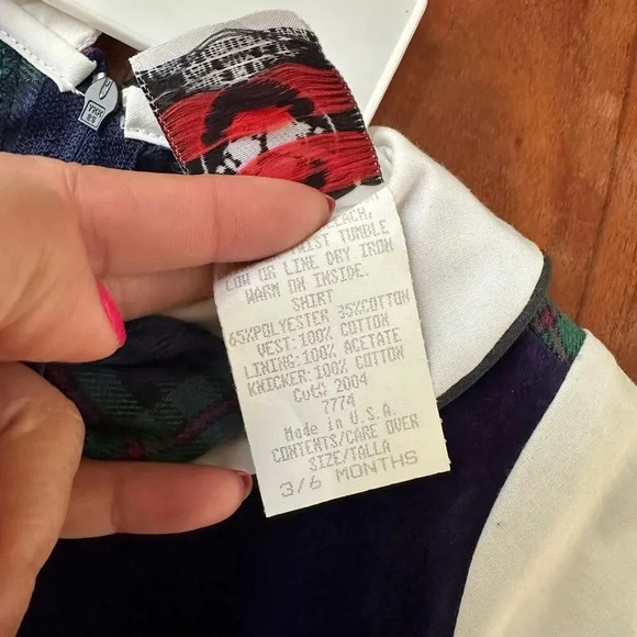 Vintage Good Lad Long Sleeve Green Plaid Vest Pant One Piece Deadstock - Picture 3 of 6